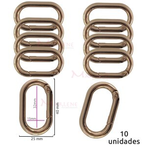 Argola articulada oval 32mm ouro (Mosquetão) com 10 unidades