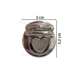 Fecho para bolsa níquel com encaixe coração HYSK119 com 1 unidade