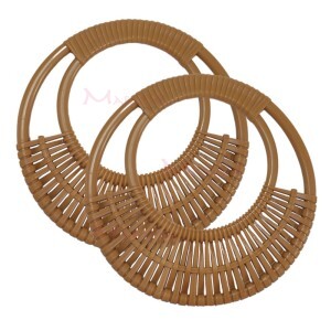 Alça redonda com trança resinada para bolsa de crochê e tricô bege escuro 7786 com 1 par