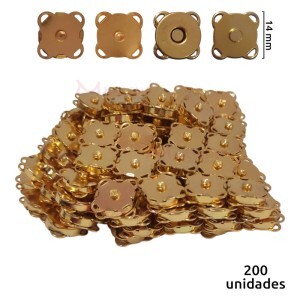 Botão imantado para costura 14mm latonado com 200 unidades