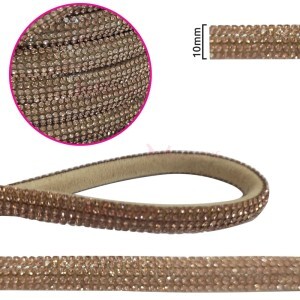 Tubo de strass (strass meia cana) 10mm dourado GHB-004-TZ por metro