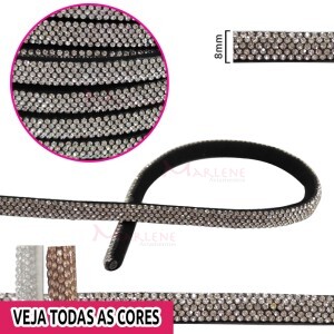 Tubo de strass (strass meia cana) 8mm BMZ08-3 por metro