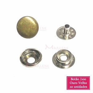 Botão de pressão nº100 (/100) com 20 ouro velho