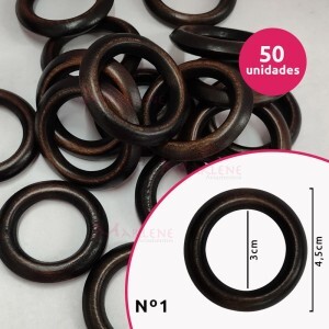 Argola de madeira 30 mm (Tam.1) imbuia com 50 unidades