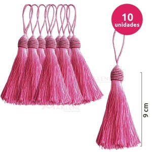 Pingente de seda ou tassel tulipa 9 cm com 10 unidades no pacote