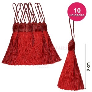 Pingente de seda ou tassel tulipa 9 cm com 10 unidades no pacote