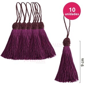 Pingente de seda ou tassel tulipa 9 cm com 10 unidades no pacote