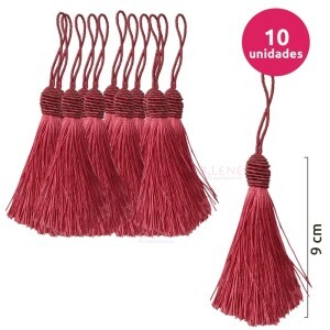 Pingente de seda ou tassel tulipa 9 cm com 10 unidades no pacote