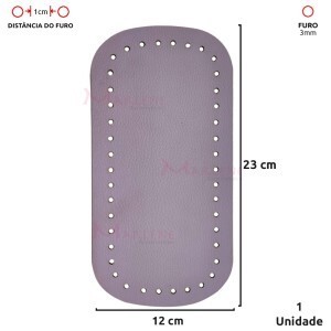 Fundo para bolsa de crochê 12x23cm retangular em couro sintético