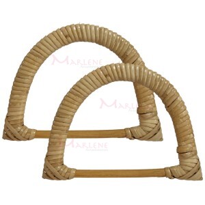 Alça rattan para bolsa 15x10,5 cm meia argola com 1 par