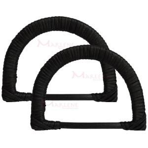 Alça rattan para bolsa 15x10,5 cm meia argola com 1 par